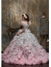 Mixed Color Beaded Lace Tulle Ruffle Flower Girl Dress